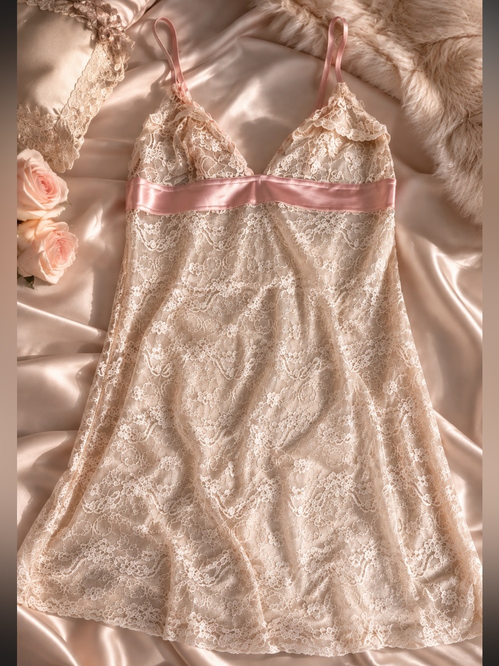 Elegant La Perla Lace Slip Dress | Size S | Feminine Pink / Vintage piece